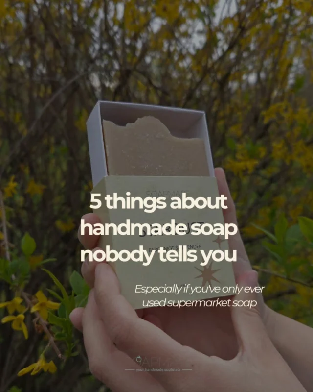 Handmade soap is a little different from the soap you might be used to buying..

And some of those differences aren't obvious when you're looking at a finished bar. Swipe through to see 5 things I wish more people knew about handmade soap, before considering making a purchase.

Once you understand what's happening behind the scenes, those little differences start to make a lot more sense.

Which one surprised you most?

Save this for the next time you're choosing handmade soap ❤️✨️

.

.

.

#handmadesoap #naturalsoap #coldprocesssoap #handmadeskincare #naturalskincare